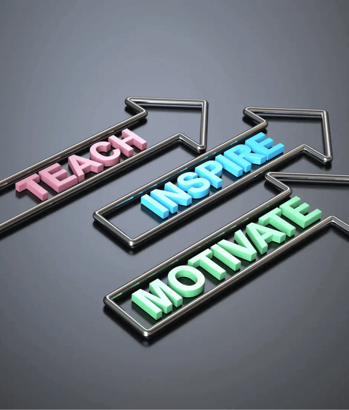 Motivational words in 3D arrows