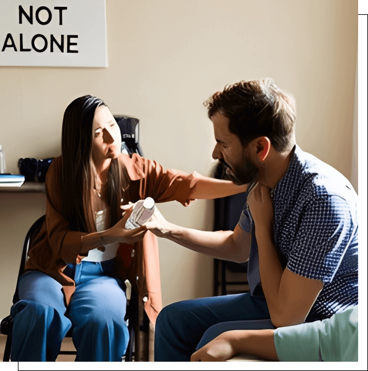 Two people sharing in support meeting